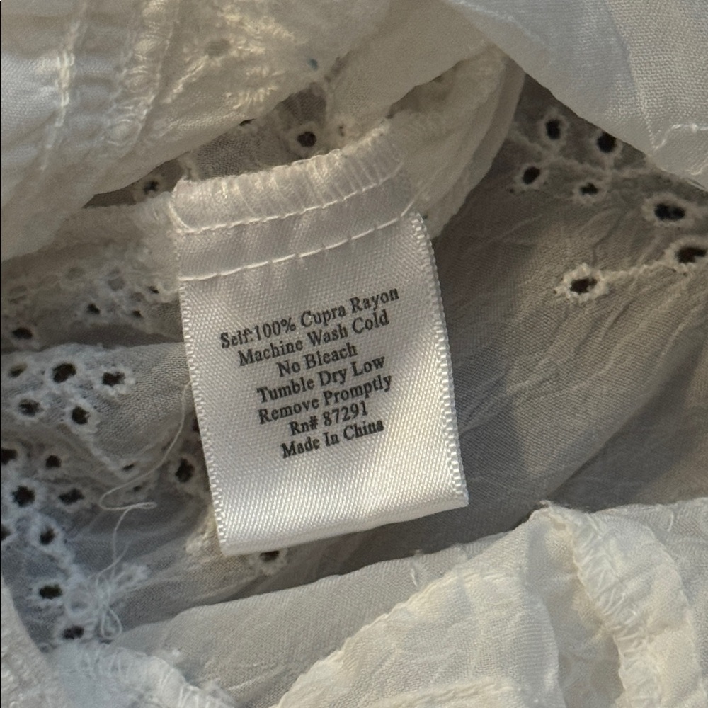 Johnny Was Size Extra Small Egg Shell Off White Sheer Tunic Long Sleeve Top Cute - Picture 15 of 15